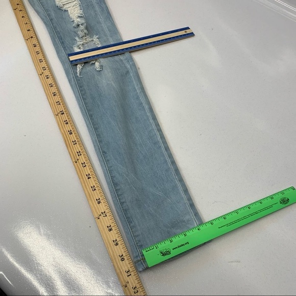 Machine Jeans Woman Size 1 Low Rise  Ripped Skinny Tapered Leg‎ Y2K Blue Light - Picture 10 of 10